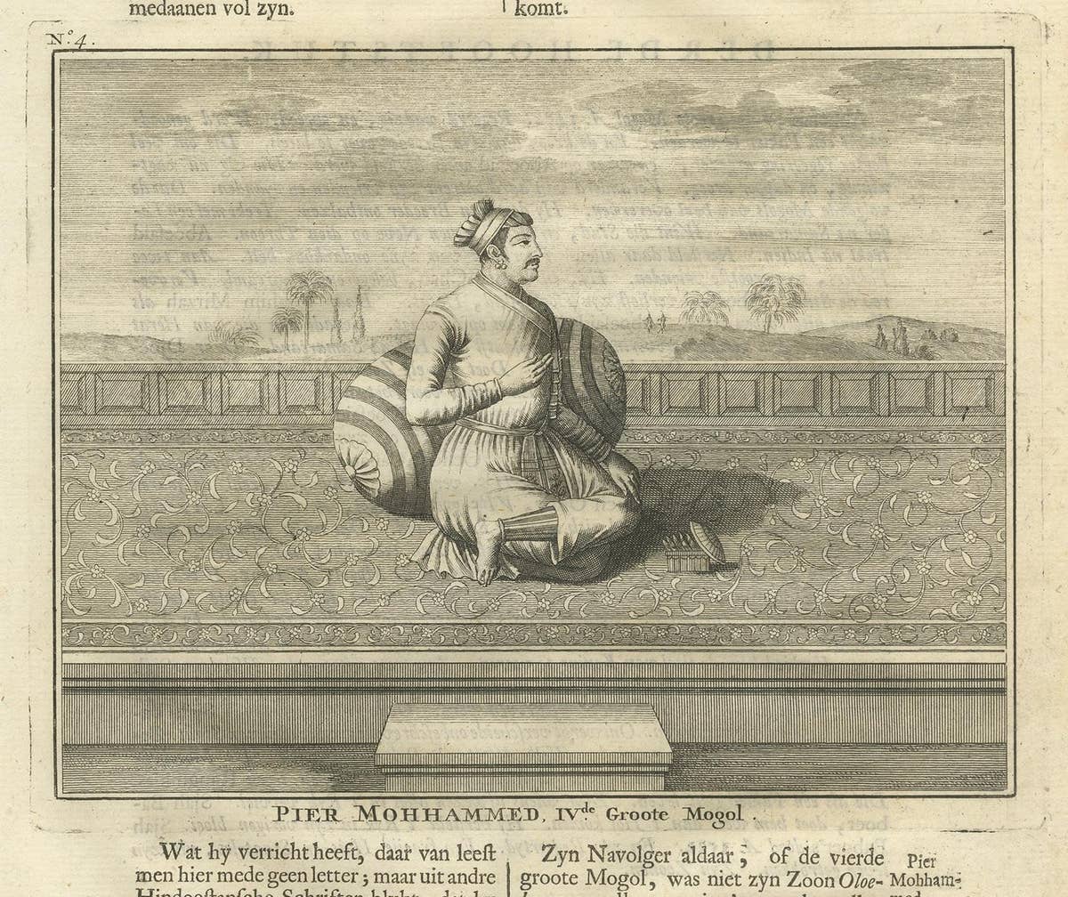 Antique Print of the 4th Mughal Emperor by Valentijn '1726'