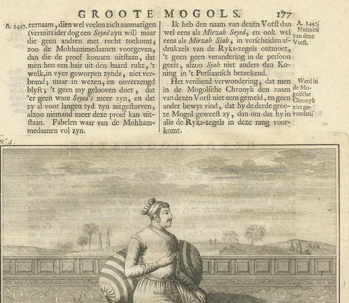 Antique Print of the 4th Mughal Emperor by Valentijn '1726'