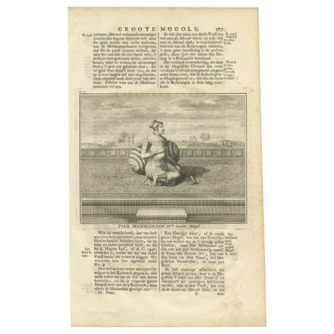 Antique Print of the 4th Mughal Emperor by Valentijn '1726'
