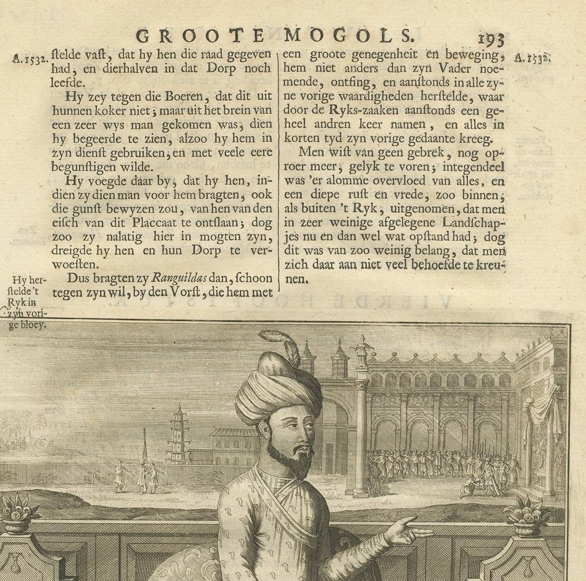 Antique Print of the 7th Mughal Emperor by Valentijn, 1726