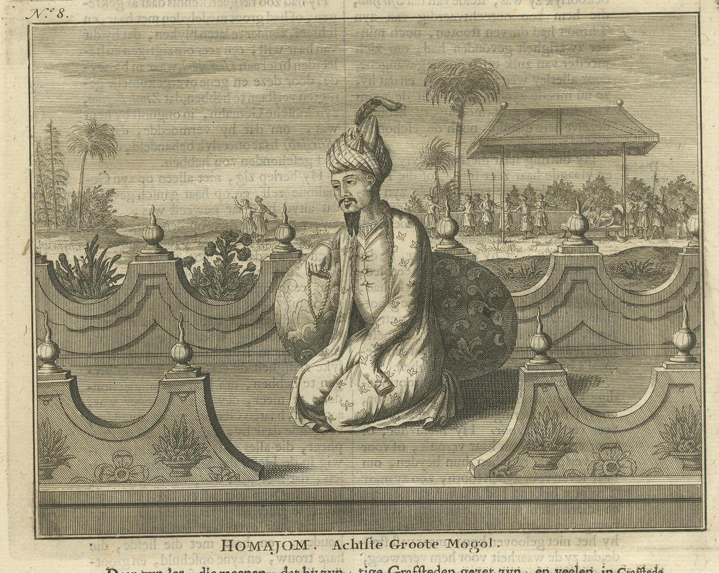 Dutch Antique Print of the 8th Mughal Emperor by Valentijn '1726' For Sale