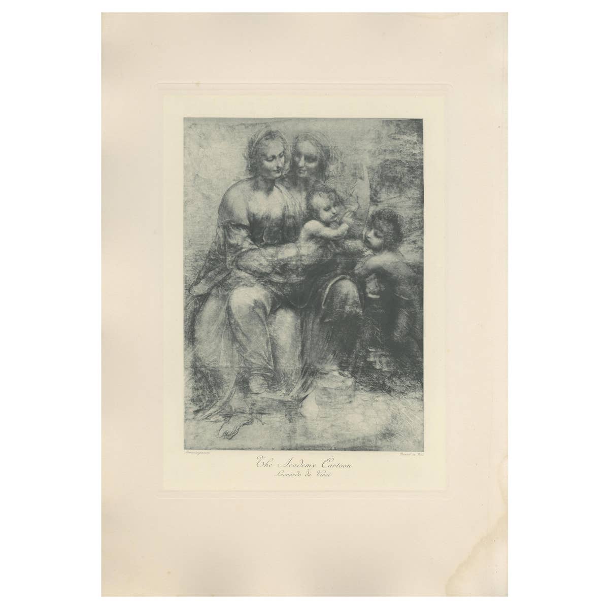 Antique Print of 'The Academy Cartoon' Made after Leonardo da Vinci 'c.1890'