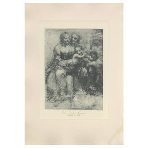 Antique Print of 'The Academy Cartoon' Made after Leonardo da Vinci 'c.1890'