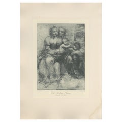 Antique Print of 'The Academy Cartoon' Made after Leonardo da Vinci 'c.1890'