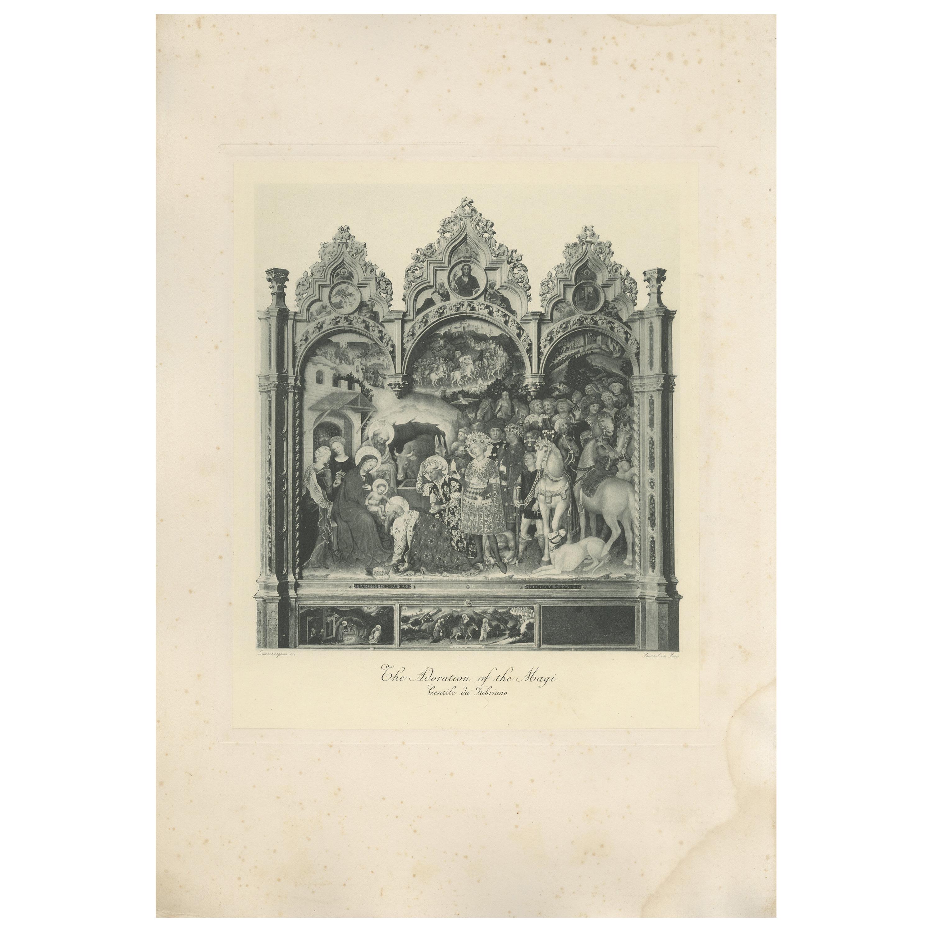 Antique Print of 'The Adoration of the Magi' Made after Fabriano 'c.1890' For Sale