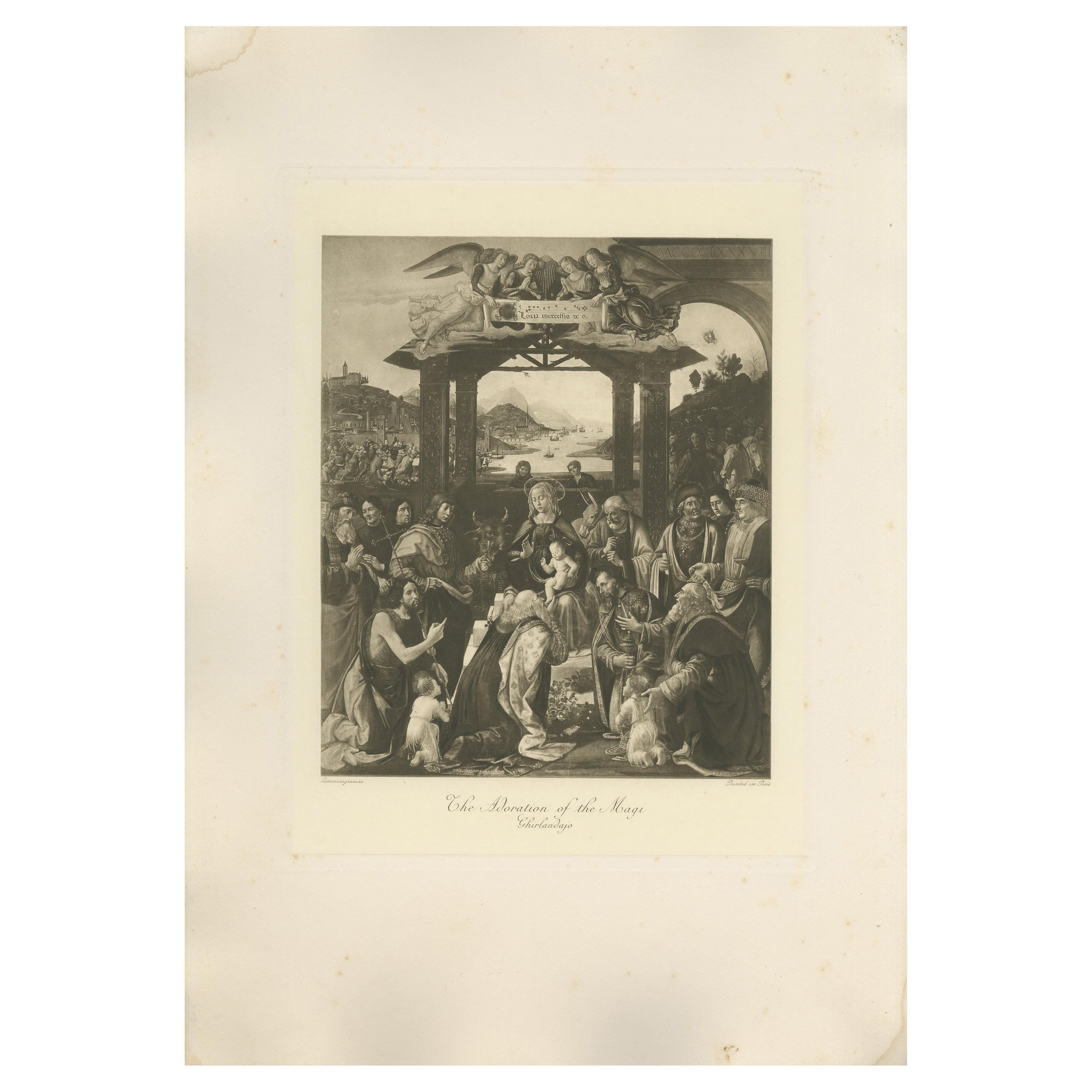 Antique Print of 'The Adoration of the Magi' Made after Ghirlandajo 'c.1890' For Sale