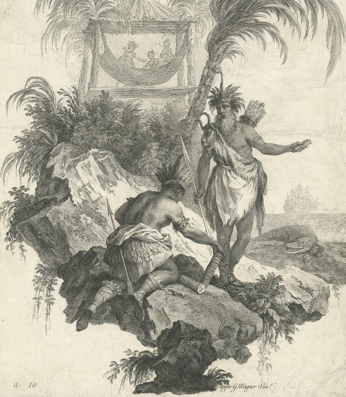 Antique Print of the 'African Continent' by Wagner, circa 1745