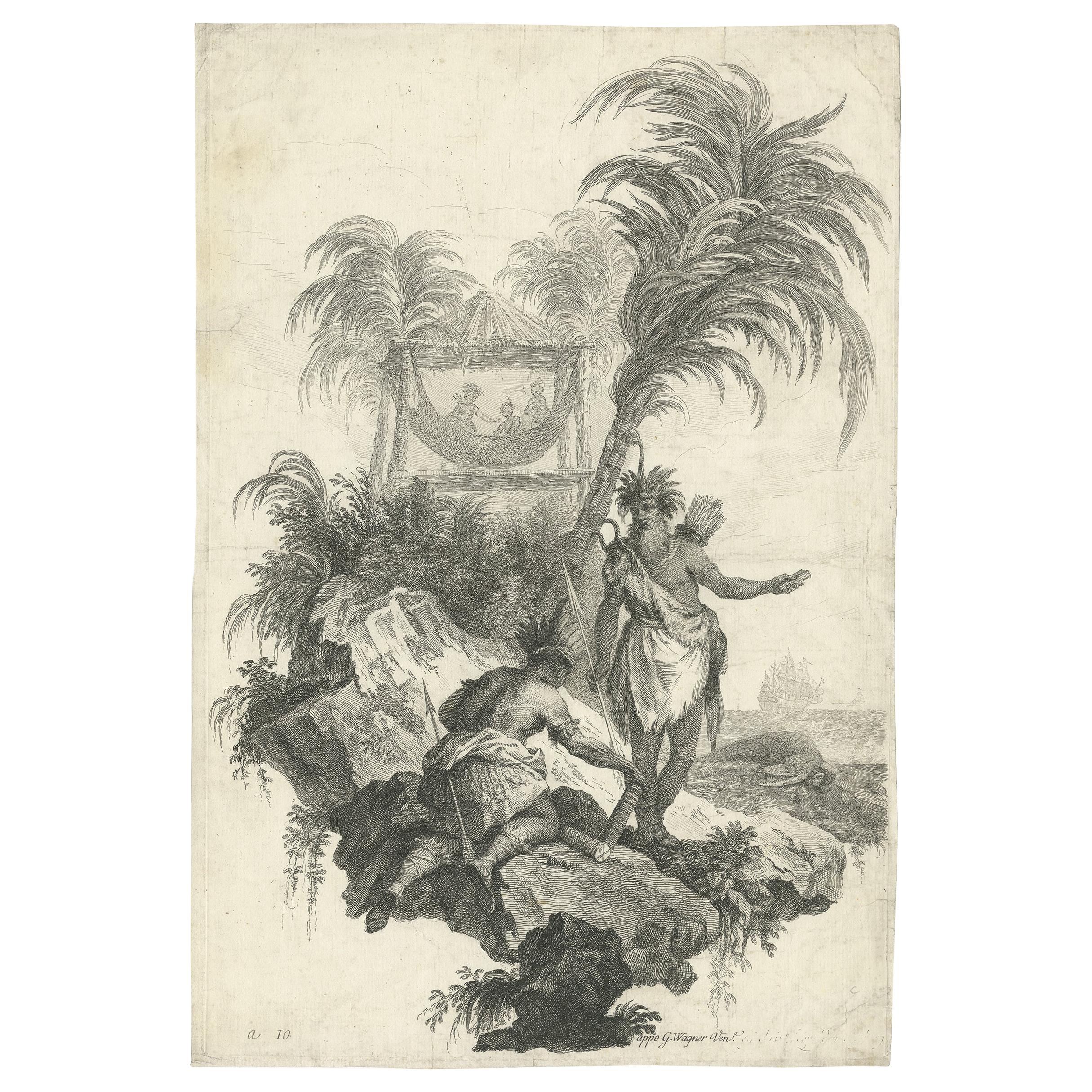 Antique Print of the 'African Continent' by Wagner, circa 1745 For Sale