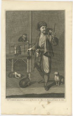 Antique Print of the Albanian Dgi-Guerdgi Feeding Sheep Liver to Cats, 1727