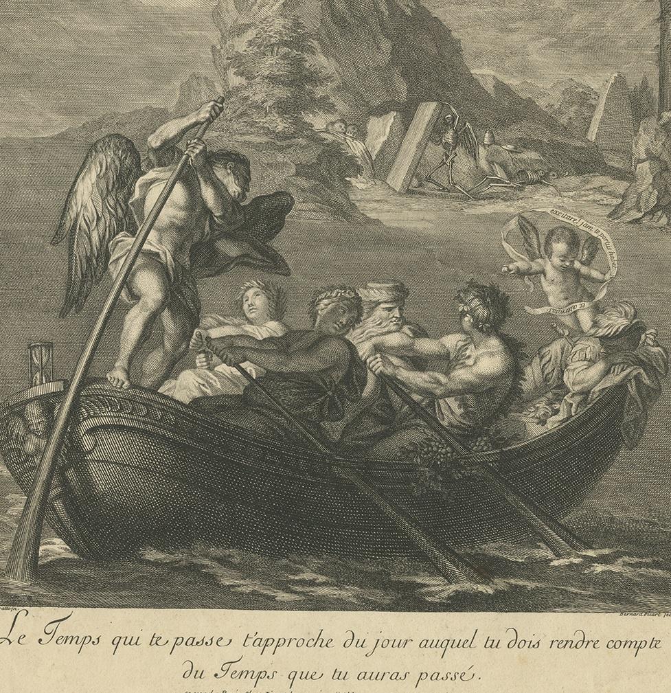 18th Century Antique Print of the Allegory of Time by Picart, circa 1720 For Sale