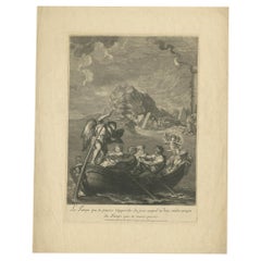 Grabado antiguo de la Alegoría del Tiempo de Picart, hacia 1720