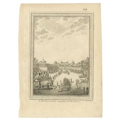 Impression ancienne de l'ambassadeur ayant été reçu par l'empereur chinois