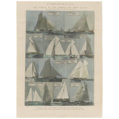 Antique Print of the America Cup Race, the American Yachts, 1901