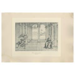 Antique Print of 
The Annunciation
 Made After Raphael 
C.1890
