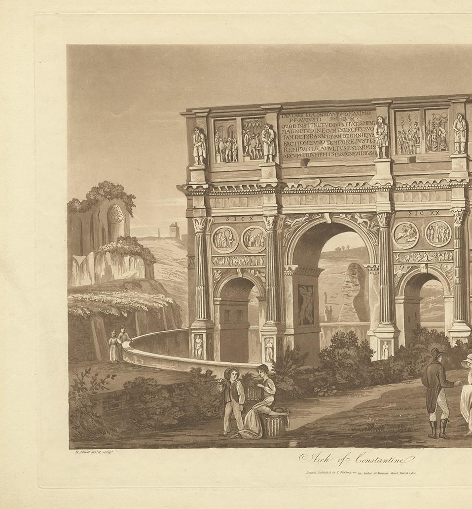 Stampa antica dell'Arco di Costantino di Abbot, 1820 In condizioni buone in vendita a Langweer, NL