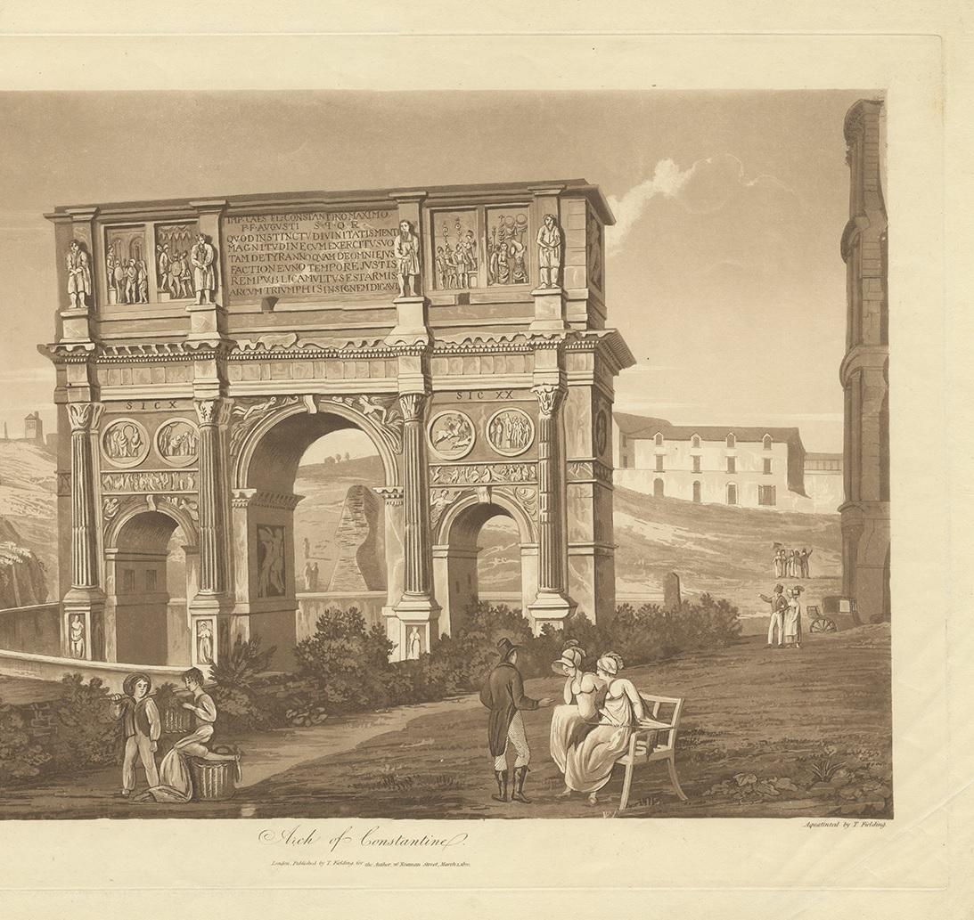 19th Century Antique Print of the Arch of Constantine by Abbot, 1820 For Sale