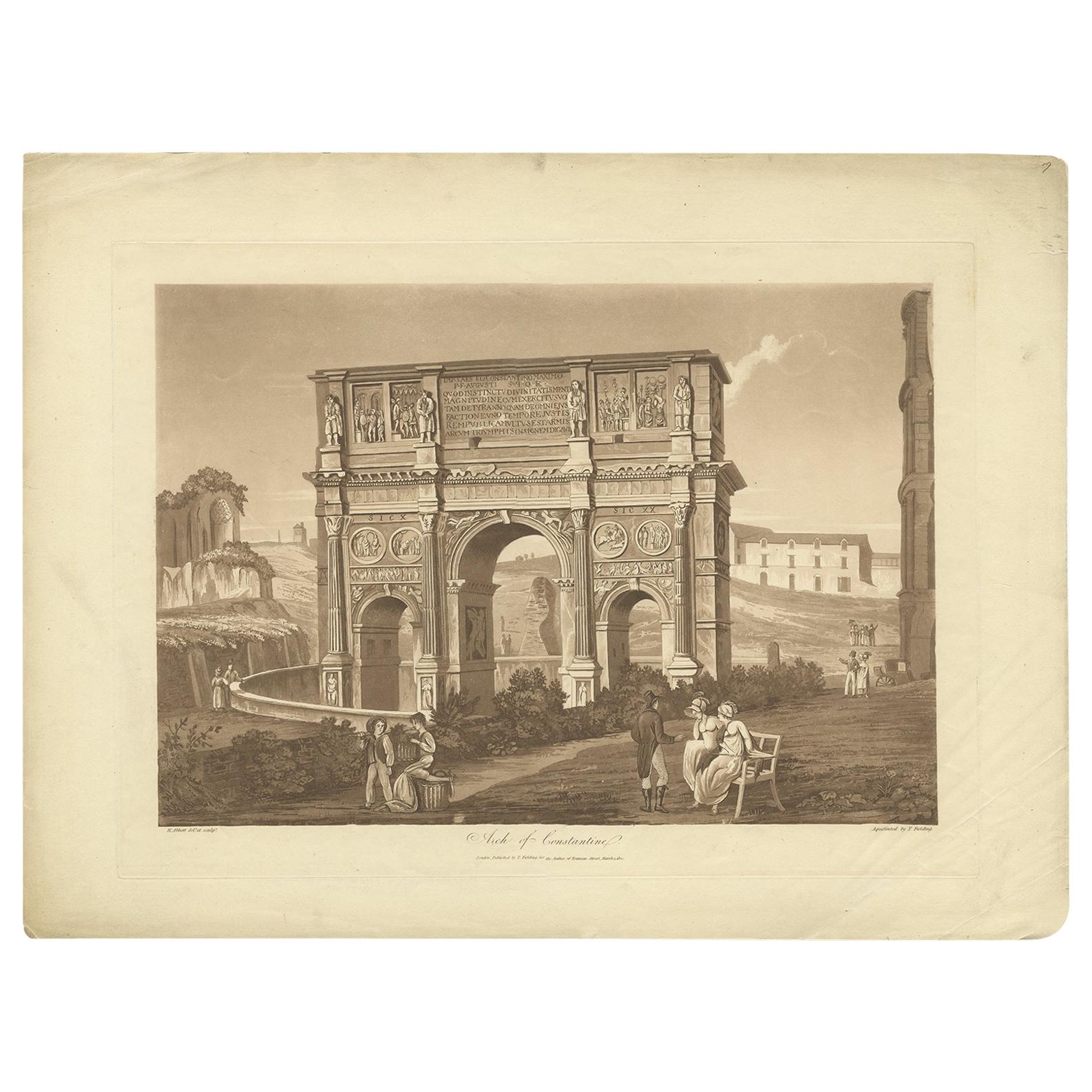 Antique Print of the Arch of Constantine by Abbot, 1820 For Sale