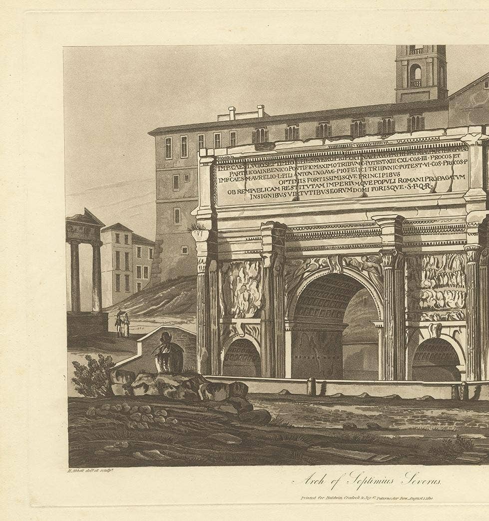 Antique Print of the Arch of Septimius Severus by Abbot '1820'