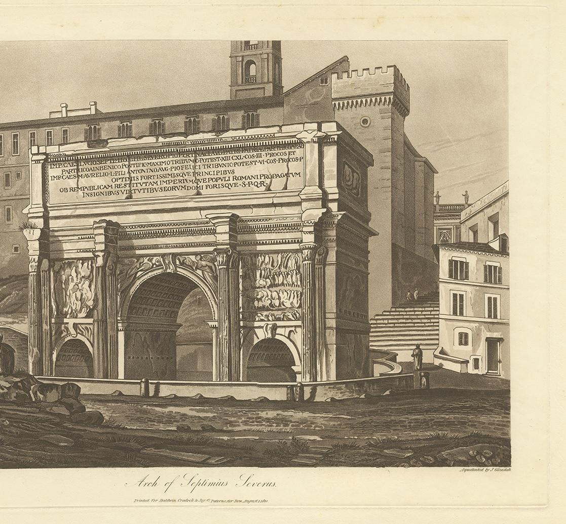 Antique Print of the Arch of Septimius Severus by Abbot '1820' In Good Condition For Sale In Langweer, NL