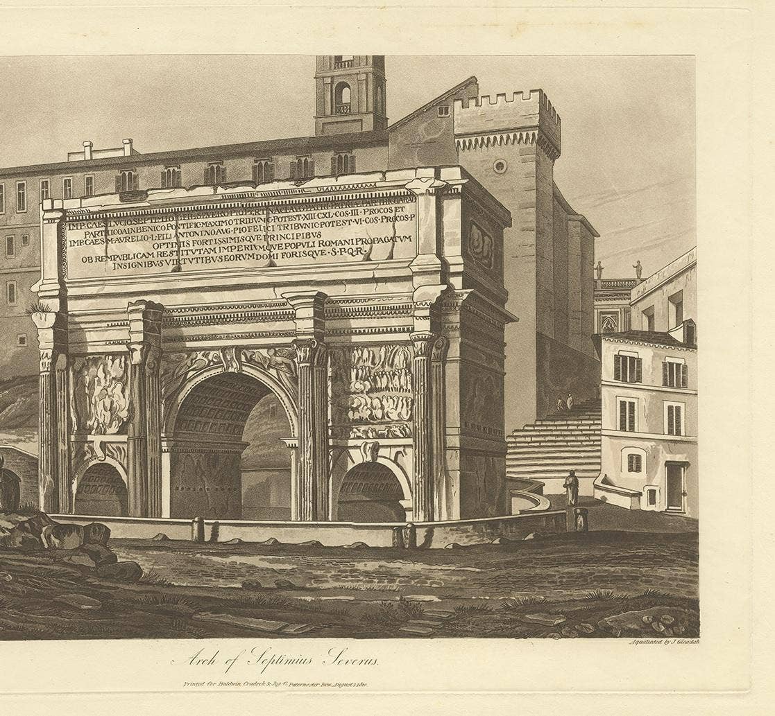 Antique Print of the Arch of Septimius Severus by Abbot '1820'