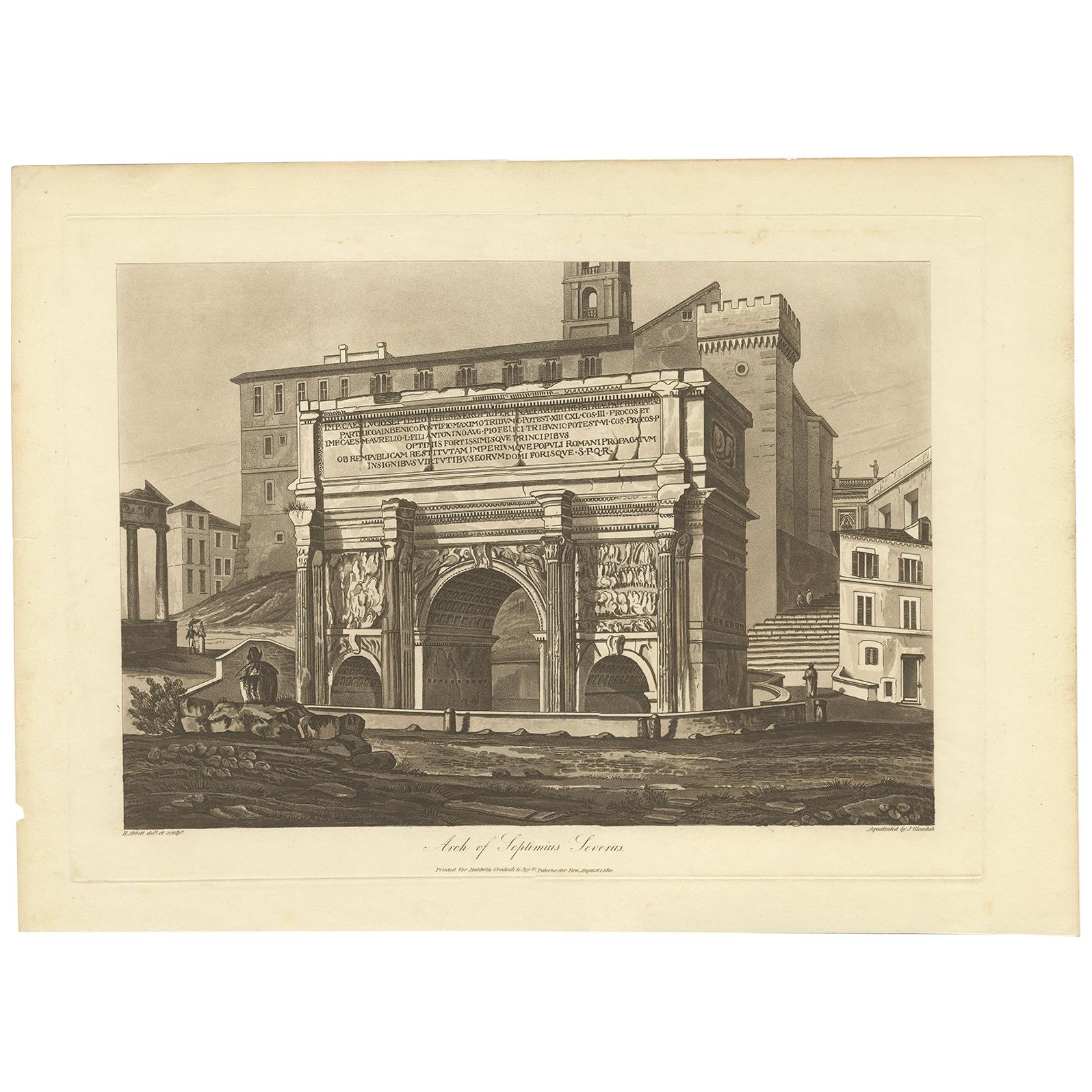 Antique Print of the Arch of Septimius Severus by Abbot '1820' For Sale