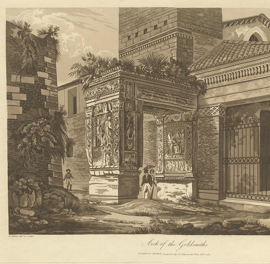 Antique Print of the Arch of the Goldsmith by Abbot, 1820 In Good Condition For Sale In Langweer, NL