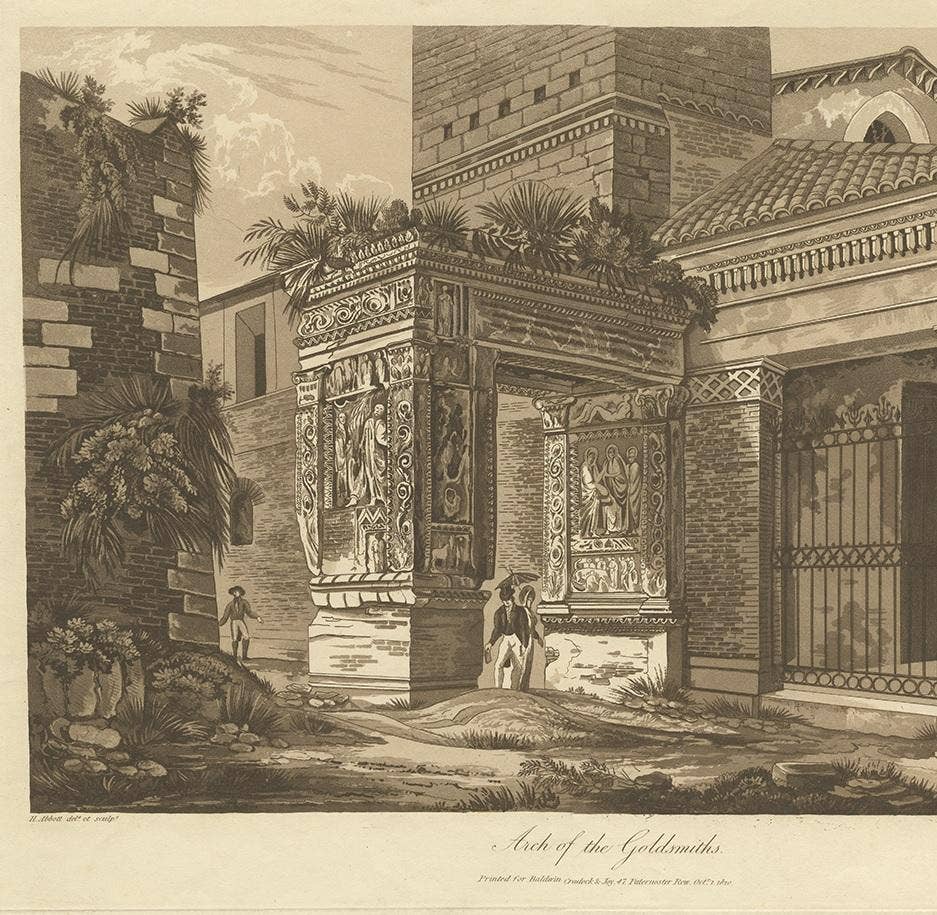 Antique Print of the Arch of the Goldsmith by Abbot, 1820
