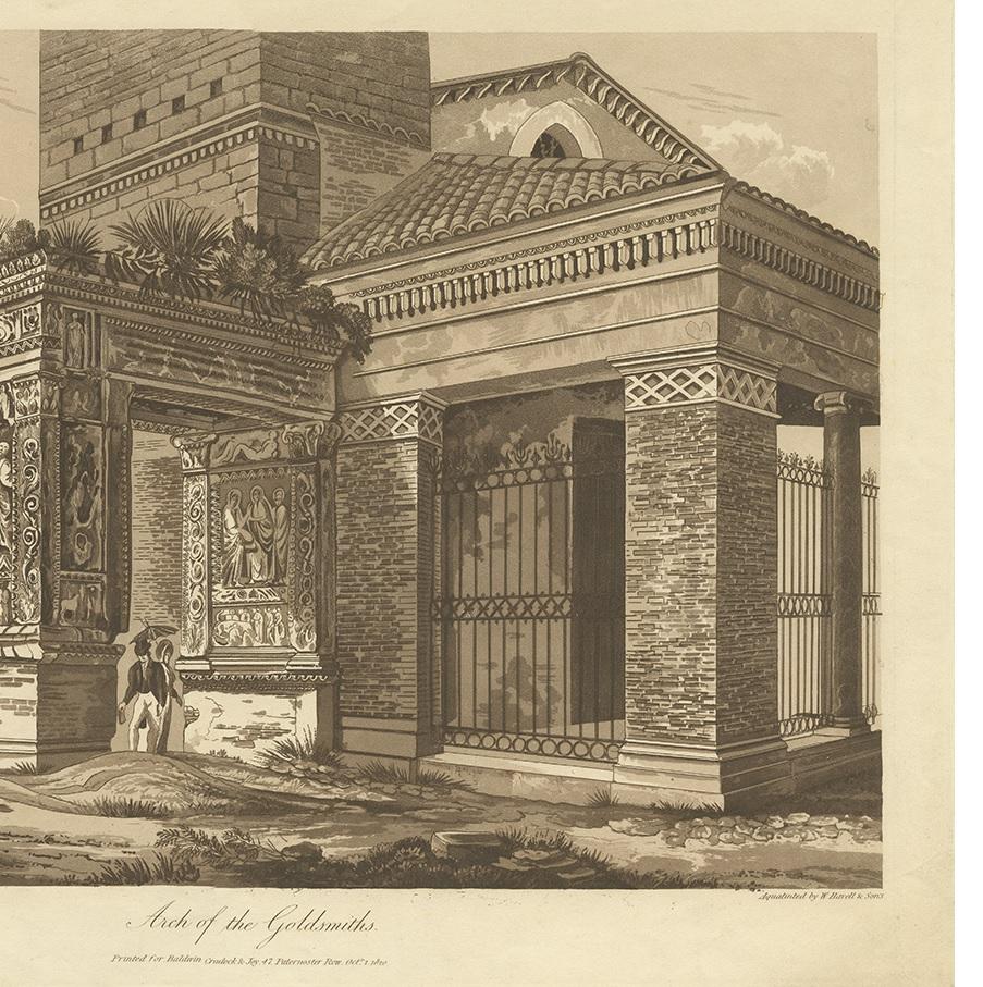 19th Century Antique Print of the Arch of the Goldsmith by Abbot, 1820 For Sale