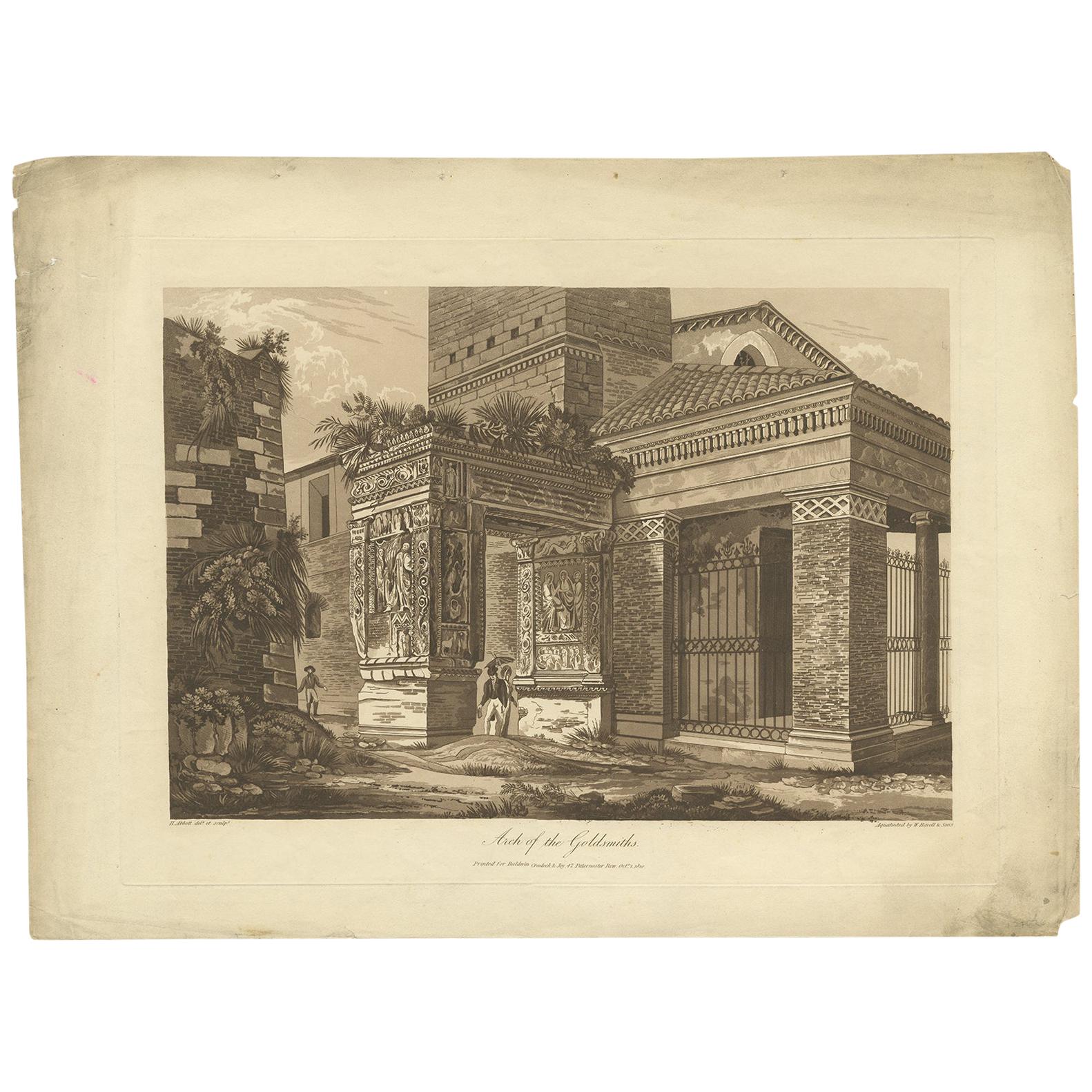 Antique Print of the Arch of the Goldsmith by Abbot, 1820 For Sale