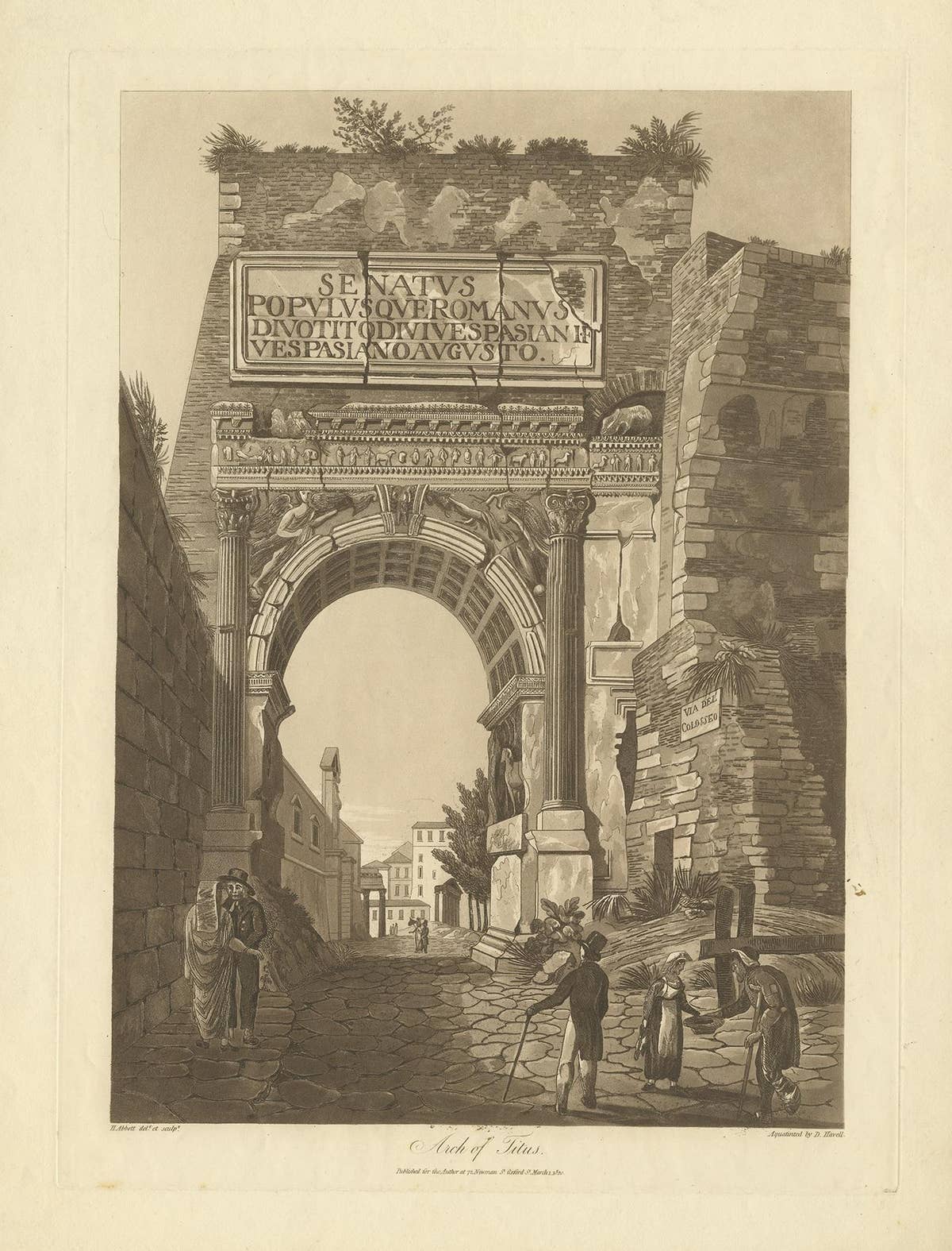 Antique Print of the Arch of Titus by Abbot '1820'