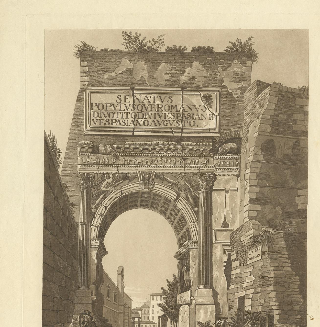 Antique Print of the Arch of Titus by Abbot '1820' In Good Condition For Sale In Langweer, NL