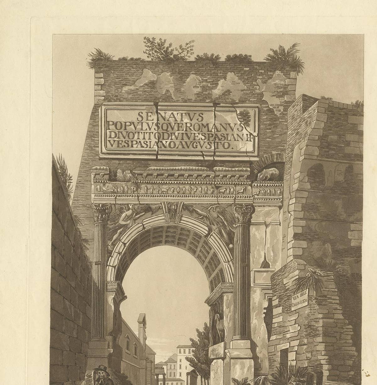 Antique Print of the Arch of Titus by Abbot '1820'