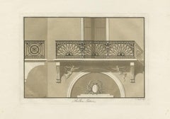 Antique Print of the Architecture of a Balcony by Spiegl, circa 1730