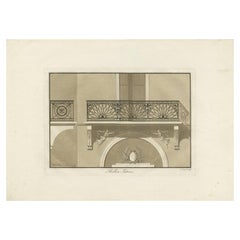 Stampa antica dell'architettura di un balcone di Spiegl, 1730 ca.