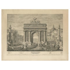 Gravure ancienne de l'arrivée de Napoléon à Venise, vers 1810