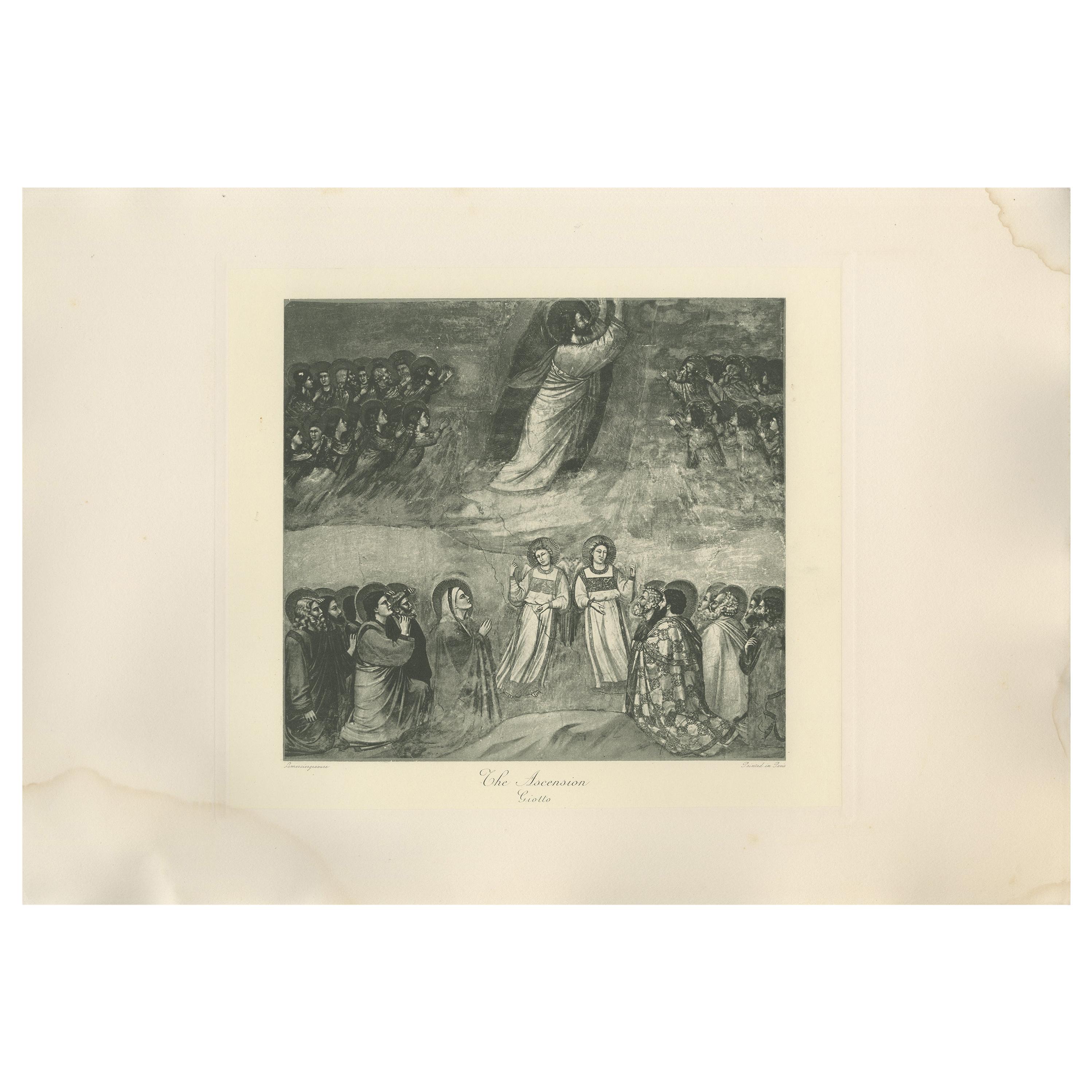 Antiker Druck von „The Ascension“, hergestellt nach Giotto, um 1890