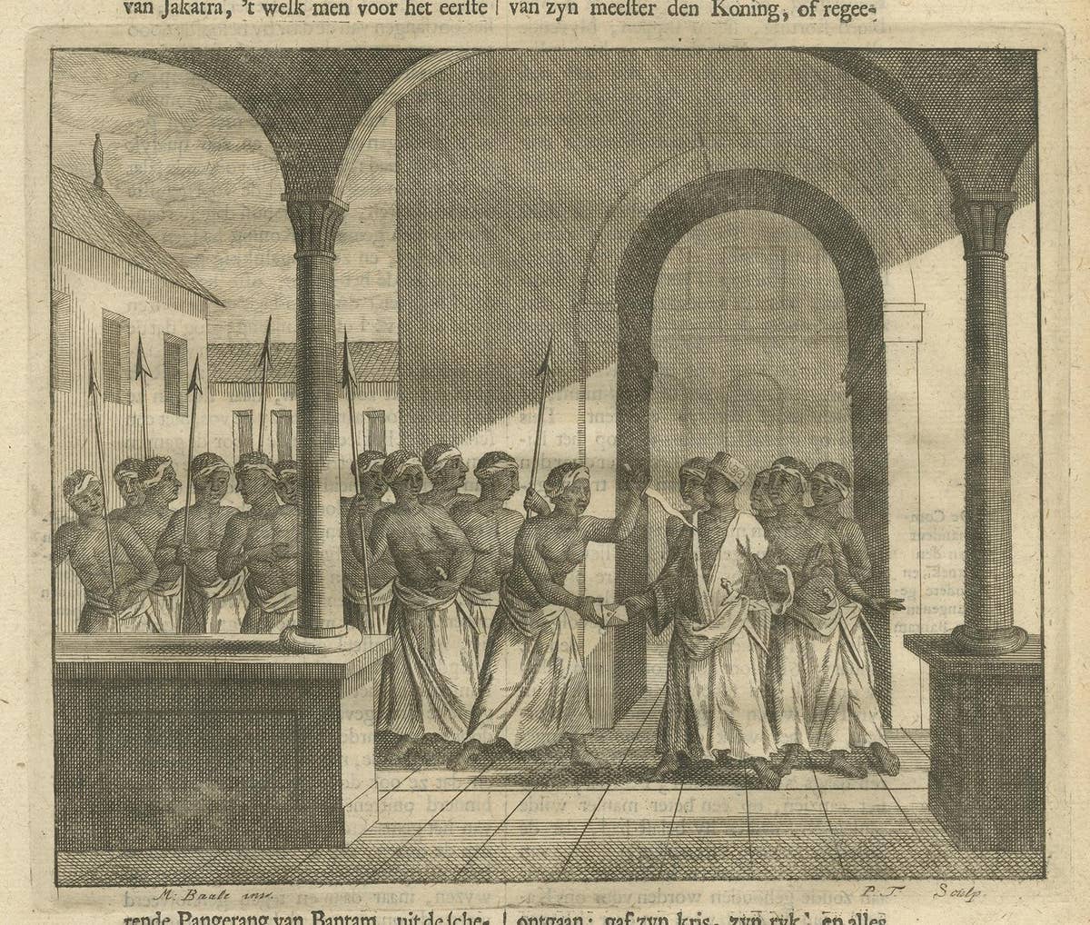 Antique Print of the Attack on the King of Jakarta by Valentijn, 1726
