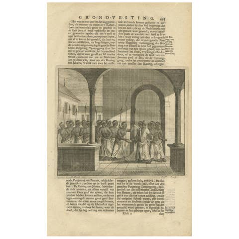 Antique Print of the Attack on the King of Jakarta by Valentijn, 1726