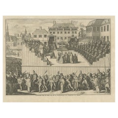 Antique Print of the Auto-da-fé or Punishment of The Spanish Inquisition, 1760