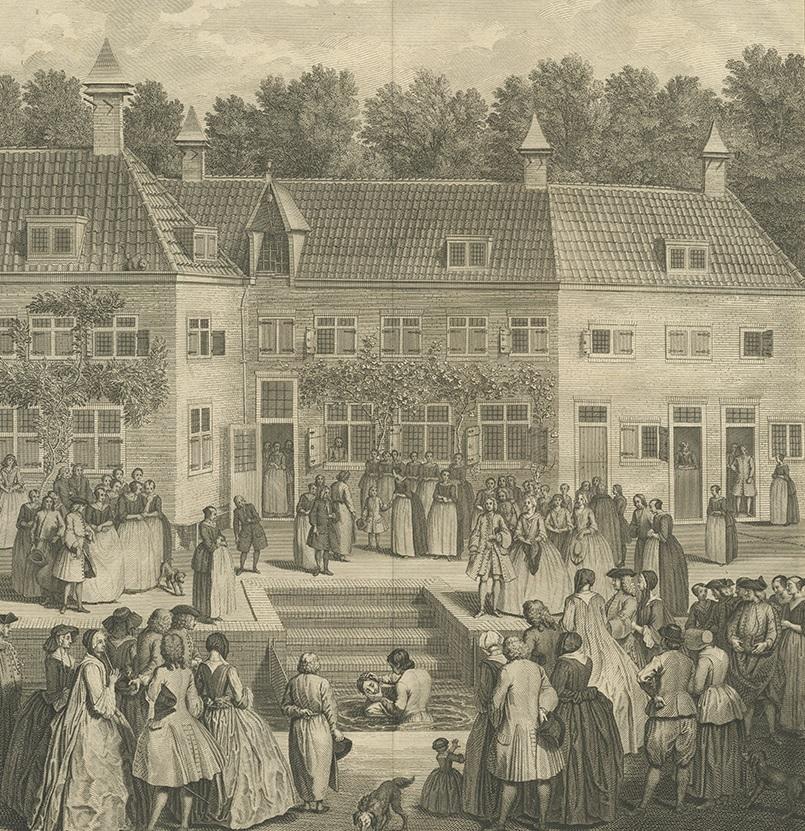 Antique Print of the Baptism of Christians by Bernaerts, 1736 In Good Condition For Sale In Langweer, NL