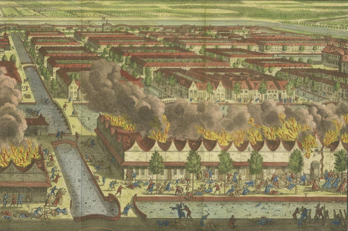 Antique Print of the Batavia Massacre 'Present-Day Jakarta', Indonesia, ca.1740