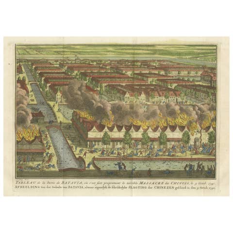 Antique Print of the Batavia Massacre 'Present-Day Jakarta', Indonesia, ca.1740