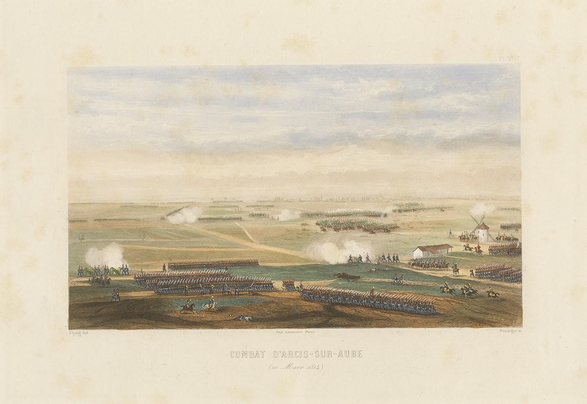 Antique Print of the Battle of Arcis-sur-Aube, 'circa 1860' In Good Condition For Sale In Langweer, NL