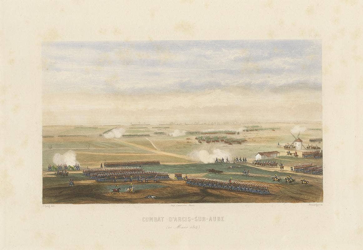 Antique Print of the Battle of Arcis-sur-Aube, 'circa 1860'