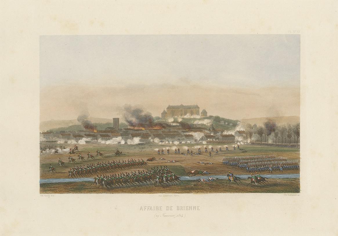 Antique Print of the Battle of Brienne 'circa 1860' In Good Condition For Sale In Langweer, NL