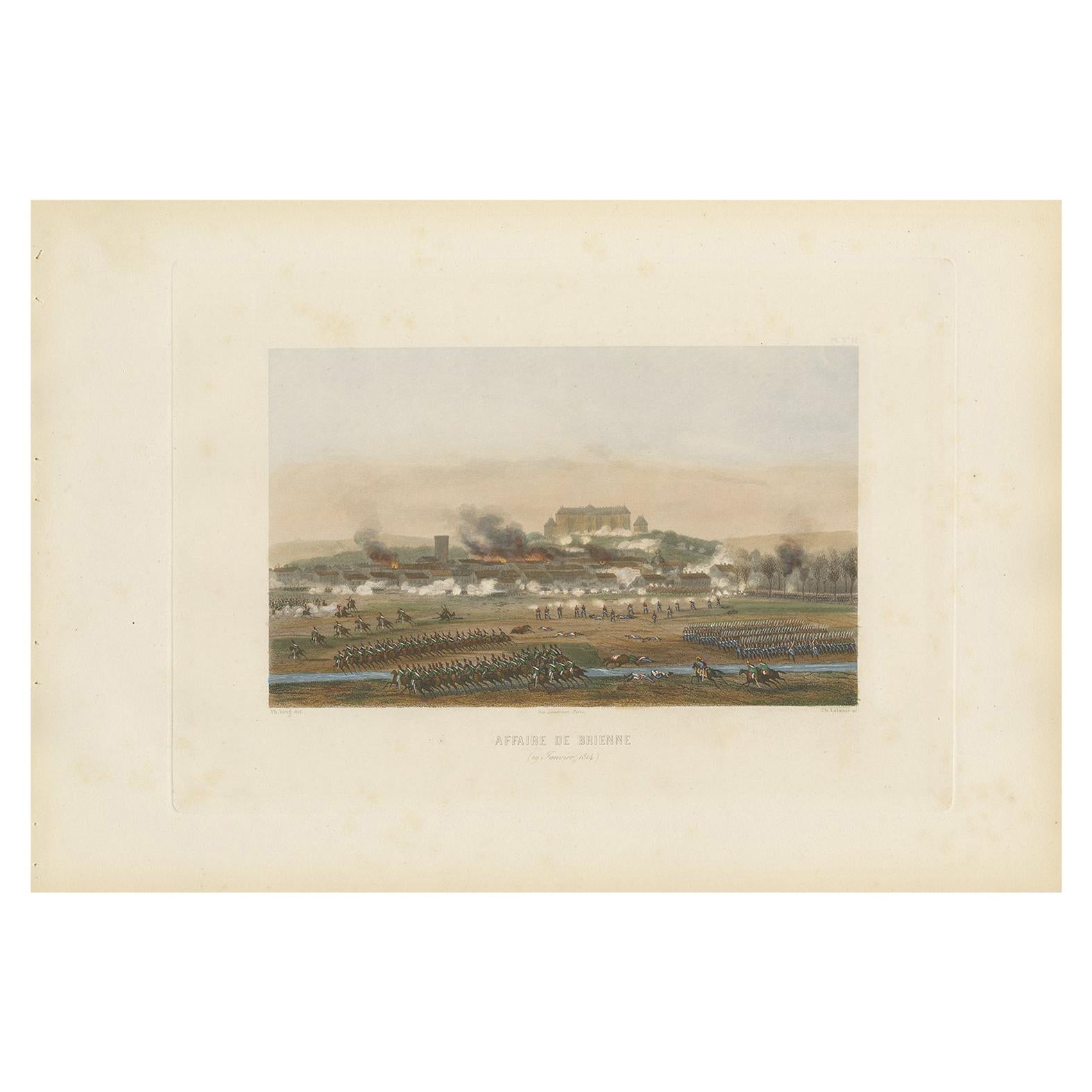 Antique Print of the Battle of Brienne 'circa 1860' For Sale