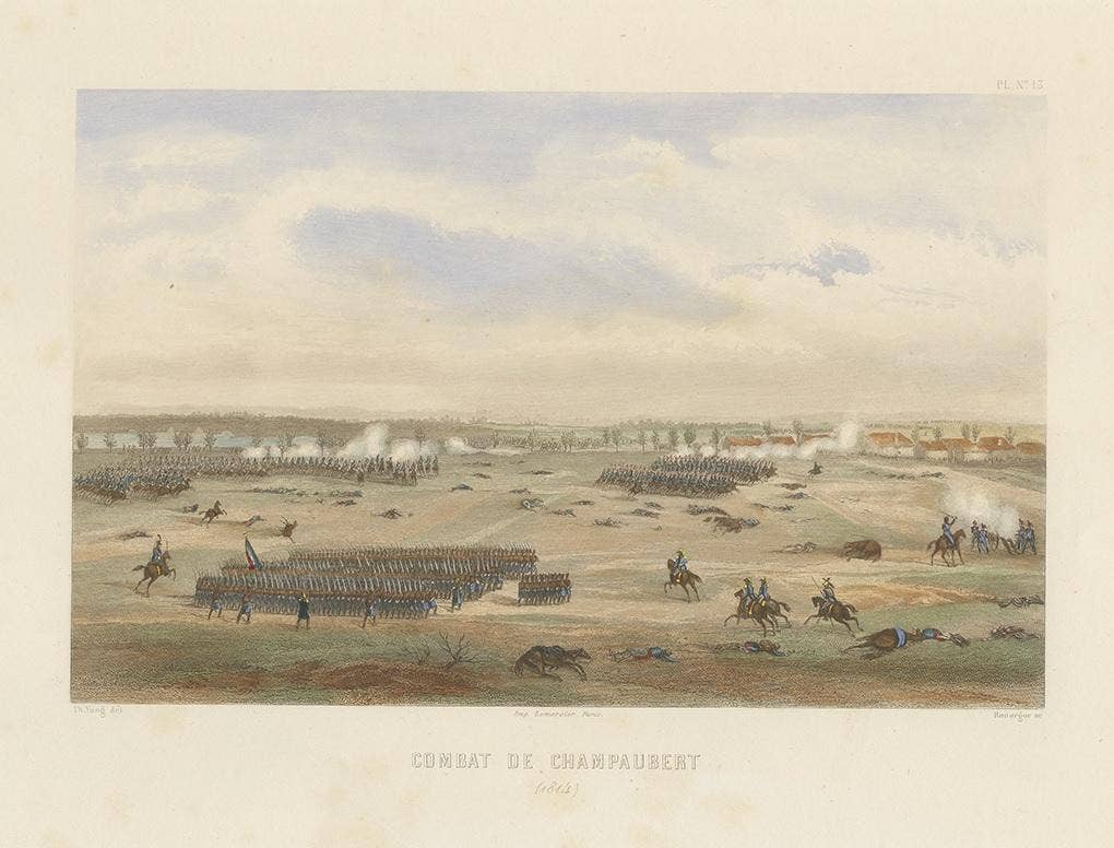Antique Print of the Battle of Champaubert 'circa 1860'