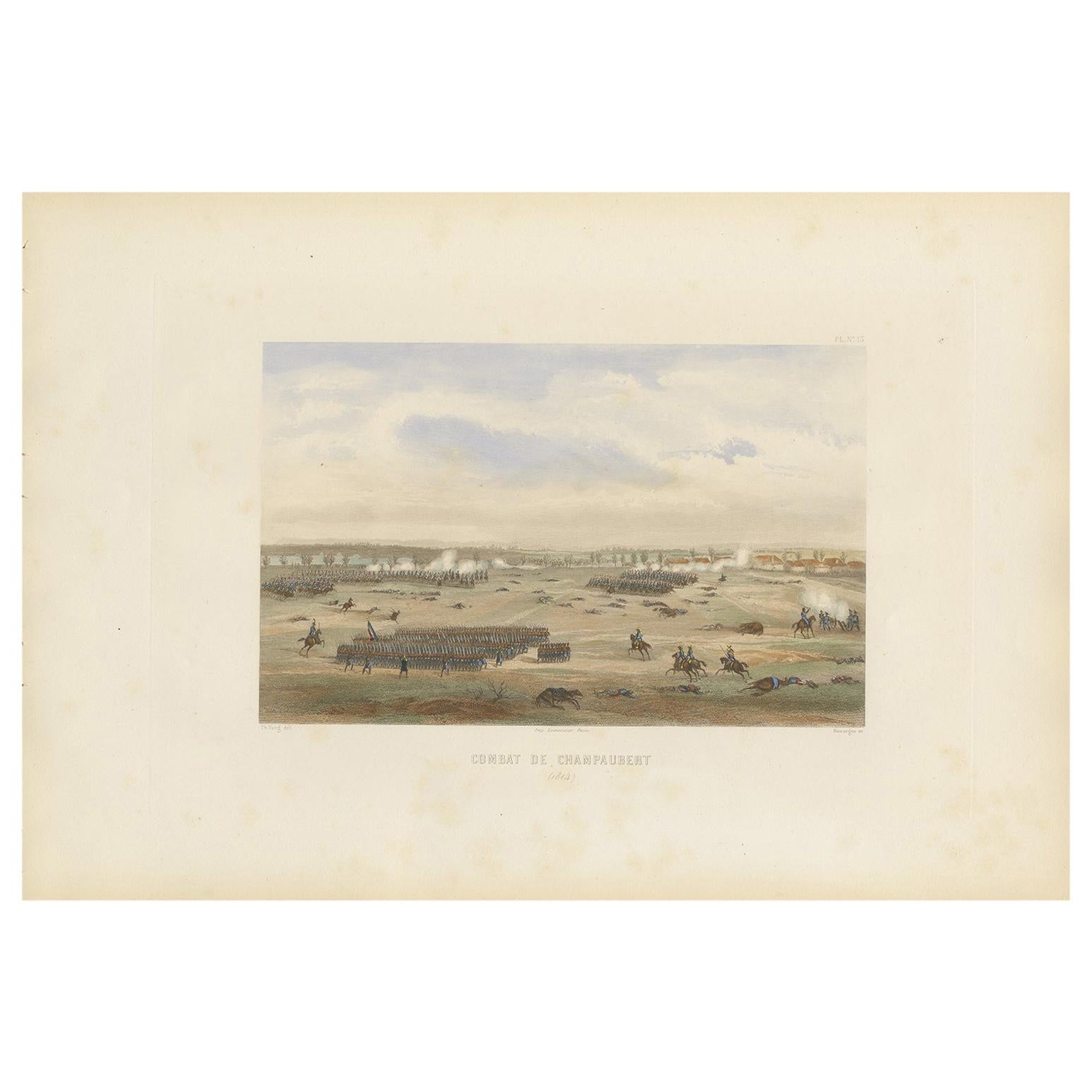 Antique Print of the Battle of Champaubert 'circa 1860'