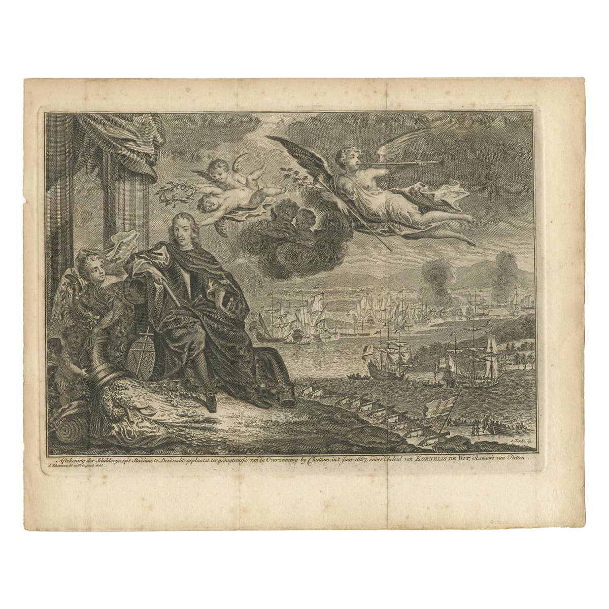 Antique Print of the Battle of Chattam by Fokke, 'c.1790'