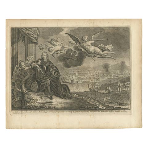 Antique Print of the Battle of Chattam by Fokke, 'c.1790'